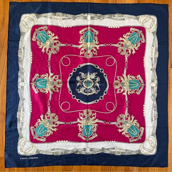 Hermes Scarf equestrian square horse bit Americana swords crest royalty rope - Picture 7 of 13